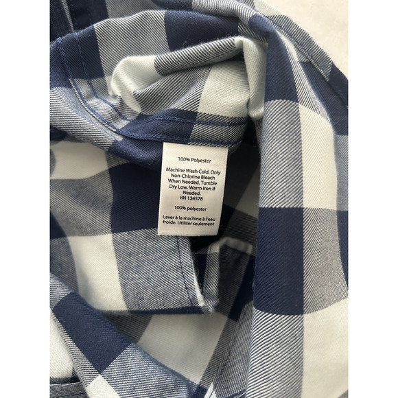 Vineyard Vines Plaid Flannel Button Front Blouse Womens Size 12 Blue Classic - Picture 5 of 8